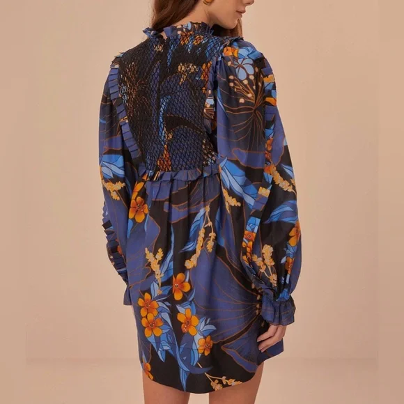 FARM Rio Sundress Pietra Floral Long Sleeve Mini Dress, NWT - Picture 4 of 14